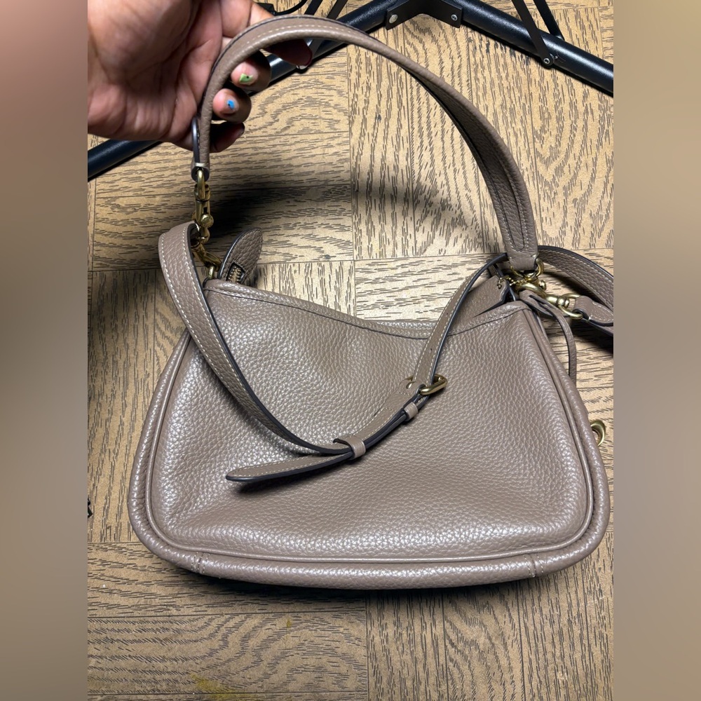 Coach Pebble Leather Shoulder Bag in Taupe
